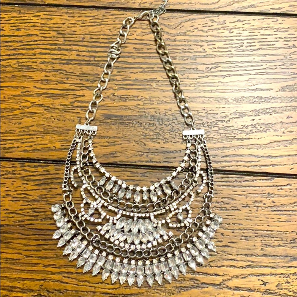 Silver Metal Statement Necklace